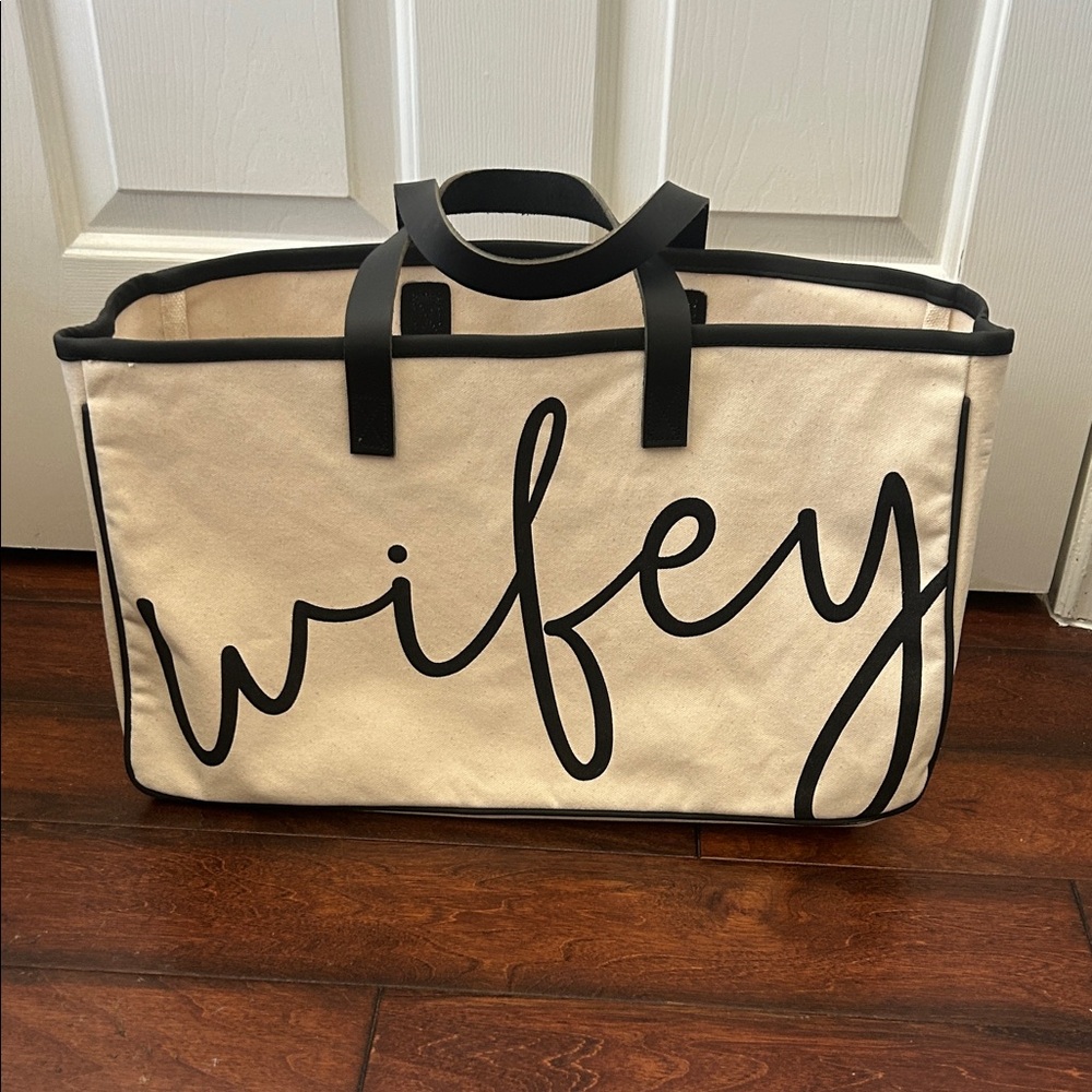 Canvas Tote Bag with Black Trim